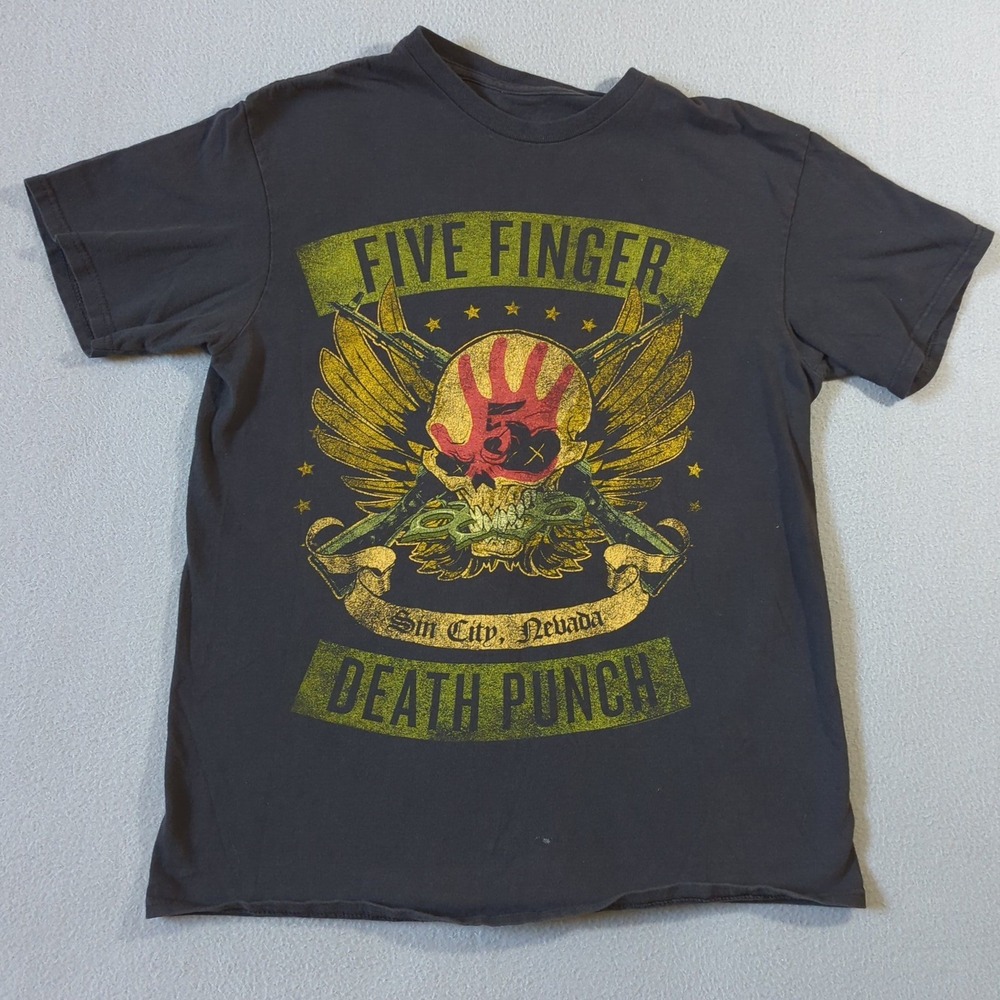 Bravado Five Finger‎ Death Punch T-Shirt Sin City Skull Graphic Mens Medium